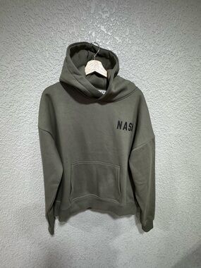 NASH Mens Olive Green Crewneck Hoodie with NASH Chest Print